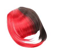 Namzi Flequillo con clip,extensiones sintéticas francesas,flequillo falso con patillas para mujer,extensiones de cabello con clip curvadas naturales para uso diario,color negro y rojo.