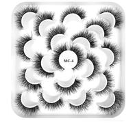 Namzi MC-4 Wispy Pestañas postizas de visón voluminoso, aspecto natural, volumen 8D, pestañas postizas 10 pares