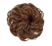 Namzi Moño desordenado ondulado y rizado para mujer, pieza de pelo con banda elástica, coleteros elásticos y esponjosos, para mujer, color caoba claro