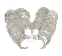 Namzi Peine lateral para moño desordenado con clip, para mujer, corto, natural, recto, versátil, estilos ajustables, piezas fáciles de peinar, color rubio plateado