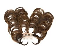 Namzi Peine lateral para moño desordenado con clip, para mujer, corto, natural, recto, versátil, estilos ajustables, fáciles de colocar, color marrón oscuro A