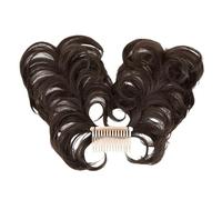 Namzi Peine lateral para moño desordenado para mujer, corto, natural, recto, versátil, ajustable, fácil de usar, color marrón oscuro