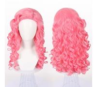 Namzi Peluca larga de color rosa rizado, peluca sintética rizada, peluca de disfraz de fibra resistente al calor, 26 pulgadas para disfraz de mujer,