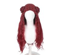 Namzi Peluca roja larga y rizada para adultos con dos coletas,peluca roja de Descendientes para mujer,peluca de disfraz,color rojo vino