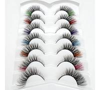 Namzi Pestañas de colores, pestañas de visón, racimos de pestañas coloridas esponjosas, dramáticas, largas y gruesas, pestañas postizas de ojo de zorro, pestañas postizas rizadas en 3D, extensiones de