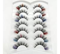 Namzi Pestañas de colores, pestañas de visón, racimos de pestañas coloridas esponjosas, dramáticas, largas y gruesas, pestañas postizas de ojo de zorro, pestañas postizas rizadas en 3D, extensiones de