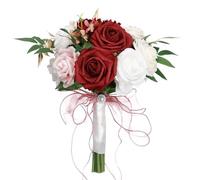 Namzi Ramo de dama de honor rojo, ramos de boda para damas de honor, ramos de novia para damas de honor, boda, ceremonia, aniversario, regreso a casa