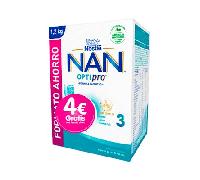 NAN OPTIPRO 3 pack 2 envases 600 g Nestlé - leche de crecimiento para +12 meses