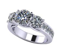 Nana 3 piedra pasado presente y futuro anillo con Swarovski Zirconia pendientes de 2,50 quilates de plata o de oro de 10 K