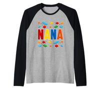 Nana - Bloque Constructor de Ladrillos para la Abuela Camiseta Manga Raglan