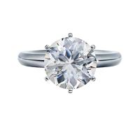 NANA-Matrix - Anillo solitario de 6 puntas de circonita de corte redondo de 10 mm (4 quilates), chapado en platino, talla 10