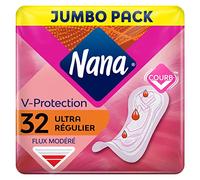 Nana Muy regular, toallas higiénicas, flujo moderado, 32 servilletas en bolsa individual