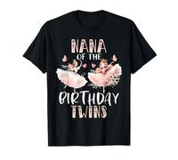 Nana Of The Birthday Twins Bailarina Cumpleaños De Twin Girls Camiseta