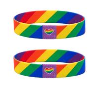 Nanafast LGBTQ - Pulsera elástica LGBTQ del orgullo arcoíris para mujeres y hombres, pulseras LGBT para el mes del orgullo, transbisexual, no binario, lesbiana, asexual, accesorios, 1 pieza, Poliéster