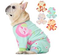 Nanaki Lindo pijama de Pitbull para perros, tamaño mediano, pijama elástico de terciopelo suave con patrones de melocotón, cómodo pijama para mascotas para fiesta de pijama, regalo de cumpleaños