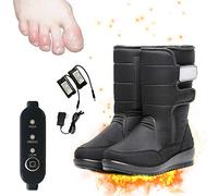 NANANA Zapatos con Calefacción Eléctrica, Botas con Calefacción, Botas Cortas de Felpa Calefactadas, Zapatilla Térmica Calefactable para Pies Frío Alivio Invierno, Uso es de 6 a 10 Horas,Black~a,38