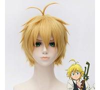 NANATASU NO TAIZAI Sins Dragon's Sin of Wrath Meliodas Cosplay peluca 30cm recta corta Anime disfraz fiesta peluca sintética rubia