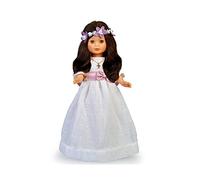 Nancy Colección Comunión, Muñeca Vestida de Primera Comunión y Corona Flores, Morena, con Vestido Blanco, para Regalar, Multicolor