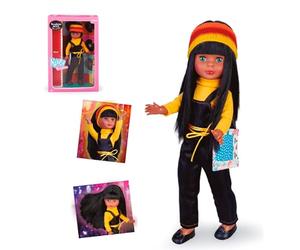 Nancy Colección Disco Reedición de los años 80, muñeca de coleccionismo clásica, con Pelo Moreno, Ropa y Accesorios ochenteros, para coleccionistas y Desde 3 años, Famosa (NAL03000)