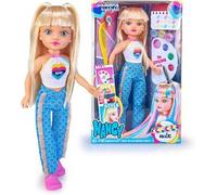 Nancy Colour Mix, Muñeca Fashion Que Incluye un Kit de 3 Acuarelas, CREA Añade Mechas al Cabello con el Pincel, Numerosos Peinados con Coleteros y Peine Incluidos