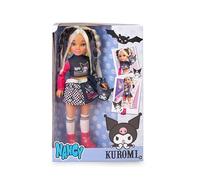 Nancy Fashion Kuromi - Muñeca de Look Rebelde con Cabello Bicolor, Camiseta a Cuadros, Mini Falda y Botas Rosadas de Caña Alta, Incluye Bolso a Juego, +3 años, Famosa (NACA8000)