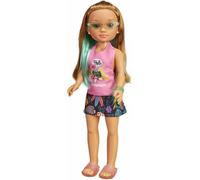 Nancy - Gafas Tropicales Morena, muñeca nancy un día en la playa, jugando hacer peinados con mechas de colores rosas, con ropa y accesorios, para niñas y niños a partir de 3 años. FAMOSA (700016732)