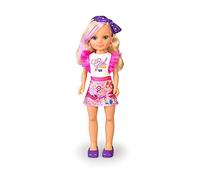 Nancy Girl Power, Muñeca Moderna con el Pelo Rubio y Mecha de Color Rosa, Empoderada, con Vestido de Emojis, para peinar, Juguete para niñas y niños Desde 3 años, Multicolor
