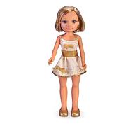 Nancy Gold Exclusiva, muñeca Rubia, Pelo Corto, mechas Brillantes, Vestido Blanco con Detalles y Accesorios Dorados, para niños y niñas Desde 3 años, Famosa (NAC55000)