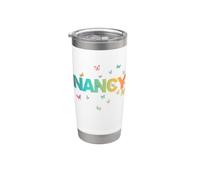 Nancy - Hermoso nombre con mariposas Vaso térmico de acero inoxidable de doble pared
