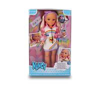 Nancy - Maquillaje de Arcoiris, muñeca para maquillar, tiene el pelo rubio con mechas rosas ara hacerle peinados, con muchos accesorios de peluquería, sombras de ojos y pegatinas, Famosa (700017110)