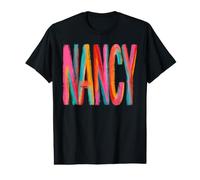 Nancy Nombre Colorido Brushstroke Letters Camiseta gráfica económica