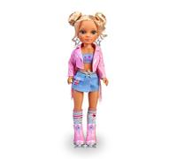 Nancy - Muñeca patinadora con accesorios y chaqueta rosa, para niños y niñas