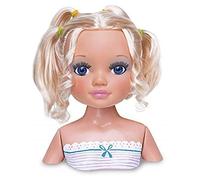 Nancy Un día de Secretos de Belleza Rubia, Busto de muñeca con el Pelo Largo para peinar y maquillar, con Accesorios de Belleza como peines, Brochas, Pestañas postizas o Pegatinas, Colores Surtidos