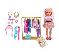Nancy - Vestidor de Looks, Armario para muñeca glamuroso, 8 Prendas de Ropa y 8 Accesorios, Zapatos de Juguete, Set de Pegatinas para Personalizar, niños y niñas Desde 3 años, Famosa (NAC48000)