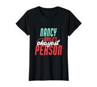 Nancy World'S Okayest Persona Funny Nancy Nombre Dicho Camiseta gráfica económica, Mujer, Negro, M