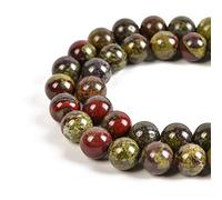 Nancybeads - Espaciador redondo de piedras preciosas naturales con cuentas sueltas, 1 hebra de 39,6 cm (60 cuentas de 6 mm, jaspe de sangre de dragón)