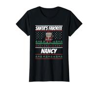 NancyFunny Christmas Nancy Nombre Nancy Favorito de Papá Noel Camiseta gráfica económica, Mujer, Negro, XS