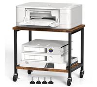 Nandae Mesa Impresora de 2 Niveles, Soporte para Impresora de Madera con 4 Ruedas, Mueble para Impresora, Estantería Escritorio Multiusos para fax, Uso en la Oficina en casa 30x42x37 cm