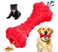 NANDSELL Juguetes para Perros Resistentes para Perro Masticadores- Mancuerna de Caucho Natural Chirriante y Dispensador de Comida, Juguete Interactivo, Mordedor Goma| Limpieza Dental Ansiedad (Rojo)