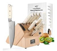 NANFANG BROTHERS Set de cuchillos de cocina 10 piezas con bloque. Incluye cuchillos de chef de acero damasco VG10, tijeras, afilador y hermosa caja de regalo. Perfecto para chefs profesionales.