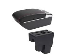 NANGAEBPPW Caja Reposabrazos Para Jazz Para Fit Para Jazz 1 2003 2004 2005 2006 2007 Reposabrazos Coche Caja Almacenamiento Accesorio Auto(D1 línea roja 7USB)