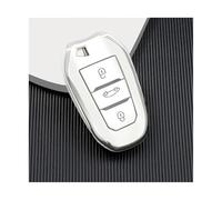 NANGAEBPPW Para 2008 3008 4008 5008 308 408 508 Funda De Llave Coche TPU Carcasa Llavero Accesorios(Silver White,A)