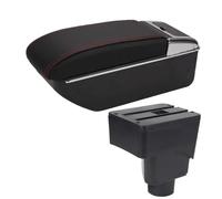 NANGAEBPPW Para F&ord Para EcoSport Caja Apoyabrazos 2013-2017 Piezas Retrofit Caja Almacenamiento Apoyabrazos Auto Instalación Accesorios Auto(Negro rojo Sin USB)