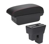 NANGAEBPPW Para Jazz Reposabrazos Para Fit Para Jazz 2 Caja De Brazo Coche 2008 2009 2010 2011 2012 2013 Caja De Almacenamiento Brazo(B1 Negro rojo 3USB)