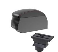 NANGAEBPPW Para Mazda 2 Caja De Brazo Para Mazda 2 Para Demio Caja De Brazo Coche Caja De Almacenamiento Central Retrofit Interior Interfaz USB(A1 Black Red single)