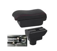 NANGAEBPPW Para Opel Para Corsa D Apoyabrazos Para Opel Para Corsa Caja De Apoyabrazos De Coche Superficie Curva Cuero Caja De Almacenamiento De Coche(B1 Negro rojo 3USB)