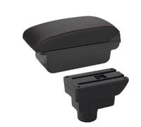 NANGAEBPPW Para Opel Para Corsa D Caja Descansabrazos Central Para Opel Para Corsa Caja Almacenamiento Apoyabrazos Respaldo Piezas Interior(C1 Negro rojo SIN USB)