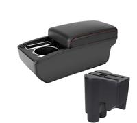 NANGAEBPPW Para Perodua Para Myvi 2014-2016 Caja De Brazo De Coche Doble Capa Caja De Almacenamiento Central Con Portavasos USB(A1 Negro rojo SIN USB)