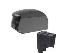 NANGAEBPPW Para Perodua Para Myvi 2014-2016 Caja De Reposabrazos Doble Capa Caja De Almacenamiento Central Con Portavasos Interfaz USB(A1 Black Red single)
