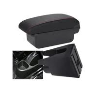 NANGAEBPPW Para Peugeot 107 Caja De Reposabrazos Auto Accesorios Auto Reposabrazos Caja De Almacenamiento Reposabrazos Central Interior(C1 Negro rojo SIN USB)
